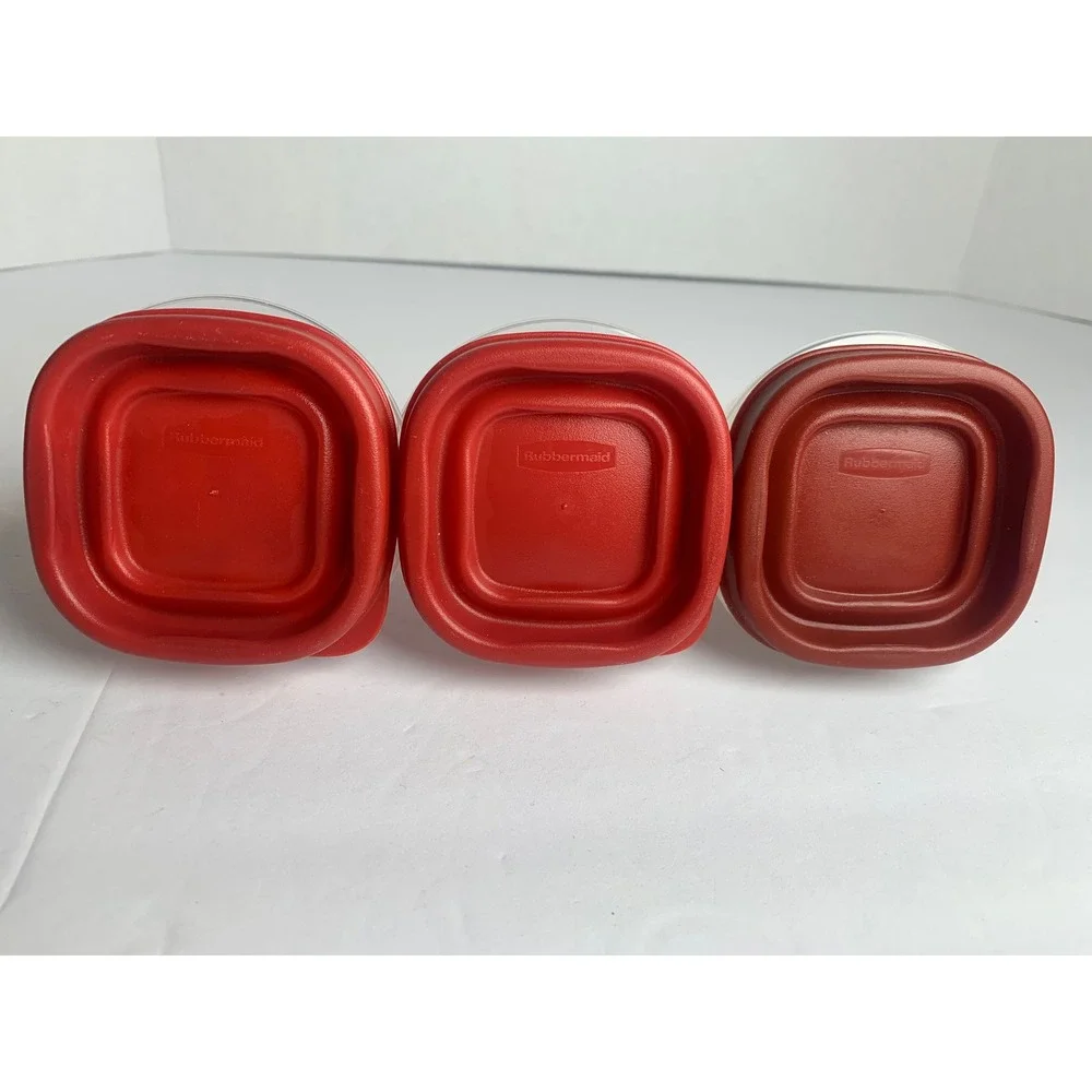 Rubbermaid TakeAlongs 4oz‎ Small Snack Food Storage Containers Red Lids Set of 3